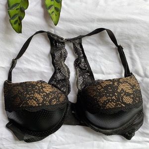 VS Lace and Faux Leather Bombshell Plunge